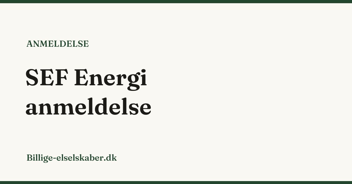 SEF Energi anmeldelse 2026 - Komplet vurdering af priser og kundeservice