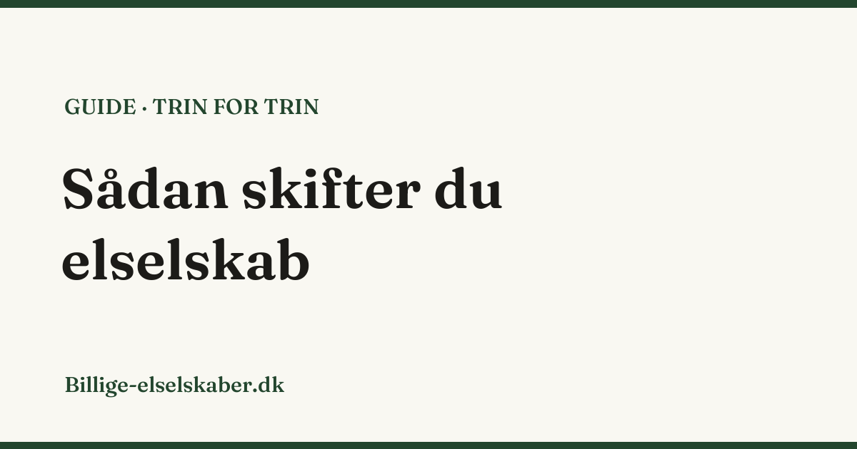 Skift elselskab: Sådan gør du (gratis guide 2026)